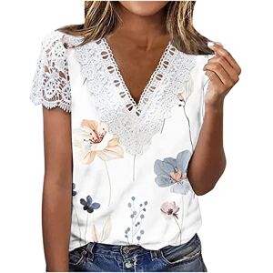 Today'S Daily Deals Women Vest Tops, Retro Lace Patchwork Bow V-Neck Three Quarter Blouses Top T-Shirt Ladies Plus Size Cute Hoodies Oversized Tshirts Trendy Loose Sweatshirts UK Black Tops for Women UK T-Shirts