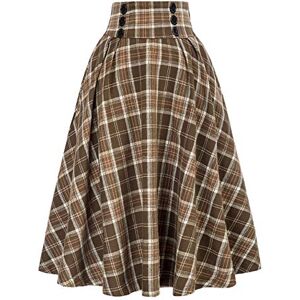 Janly Clearance Sale Womens Casual Dress, Women Fashion Casual Plaid SkirtWith Pockets Vintage High Waist Pleated Skirt ,Easter Day Deal