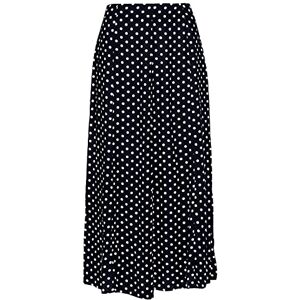 KK Fashion Lines Womens 35 Inch Summer Floral Print Light Weight Half Elasticated Waist Skirt (18, Navy Polka Dots)