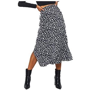 Janly Clearance Sale Skirt for Women , Female Leopard Chiffon Print Split Length Zipper High Waist skirt , for Holiday Summer (Black-M