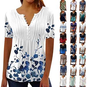 Summer Tops For Women Uk 0331b938 Summer Tops for Women UK Sale Lace Sleeve Tops Clearance 2023 Eleagnt Pleated Front Ladies Chiffon Tops Buttons V Neck Swing T-Shirts Tunic Blouse Floral Tee Shirts Size 8-18 2023