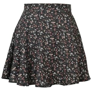 GerRit Skirt Women Short Skirt Floral Zipper Printed Fit Middle Waist Women Sweet Elegant Pleated Skirt-black-l