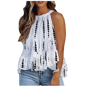 Women Casual Blouse AMhomely Women's Halter Neck Tank Tops Floral Sleeveless Shirt Pleated Casual Camisole Sweatshirt Loose T Shirt Blouses Jumper Henley Shirts Elegant for Ladies UK Black