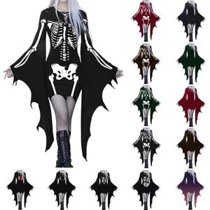 DGZTWLL Women Halloween Gothic Witch Vintage Dress Plus Size Sexy Long Batwing Sleeve Lace Up V-Neck Bandage Bodycon Dresses, B-black, XXL