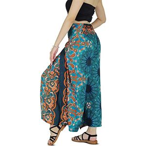 YOUR COZY Harem Pants Yoga for Women Palazzo Beach Wear Wide Leg Boho Hippie Bohemian Aladdin Genie (Turquoise Peacock Tail_S)