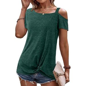 Beluring Womens Cold Shoulder Tops Summer Short Sleeve Tshirt Plain Tee Shirt Green Size 8 10