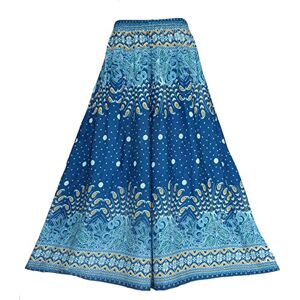 Beautybatik Teal Blue Women Wide Leg Palazzo Pants Plus Size Hippie Bohemian Flora Printed 20