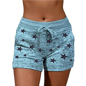 Summer Trousers For Women Uk TURWXGSO Cycling Shorts Women Casual Sweat Shorts Elastic High Waist Running Workout Shorts Summer Lounge Shorts Floral Printing Drawstring Short Trousers with Pockets