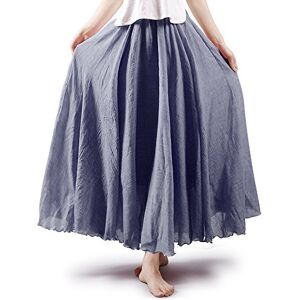 Women's Bohemian Style Elastic Waist Band Long Cotton Maxi Skirt -105 cm Grey