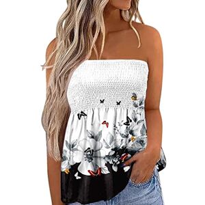 Baseball Shirts Women Purple Cocila Summer Tank Tops for Women Strapless Tube Tops Stretch Pleated Bandeau Top Floral Sleeveless Vest Tops Tunic Shirts Blouse Loose Tank Tops Vest Shirt Casual Pleated Flowy Tunic Blouse