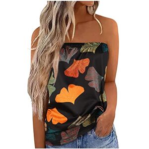 Funaloe 2023 Summer Tops For Women Uk Clearance Sale Tube Top Long Ladies Off Shoulder Jumper Summer Tops Bandeau Tops Boho Blouses for Women Fashion 2023 Elegant Casual Print T-Shirt Top Short Sleeve Shirts Women Sleeveless Tee Topss Orange L