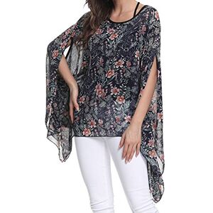 OUKIN Women's Loose Batwing Dolman Sleeve Sheer Chiffon Blouse Shirt Pullover Tunic Tops (MColor 17)