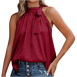 Funaloe Winter Sale Halloween Christmas Summer Fall Tops Clearance Women's Leopard Printed Halter Neck Tops for Women Going Out Plus Size Graphic Tees Summer Tops Tank Tops Crewneck Sleeveless Tops Neckline Loose Vest Top Red XL UK Size Special Occasion W