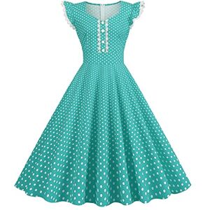 Singular-Point Tulle Dress Skims Dress Summer Dresses for Women UK Size 14 Dresses with Pockets Orange Bridesmaid Dresses UK Gothic Dress 50S Dress Plus Size Chiffon Dress Polka Dot,Green,XL