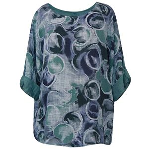 Storm Island Ladies Circle Print Crop top Italian Stylish Women Casual wear Tunic Lagenlook Cotton Shirt Size 10-18 UK (One Size 10-18 UK, Sea Green)