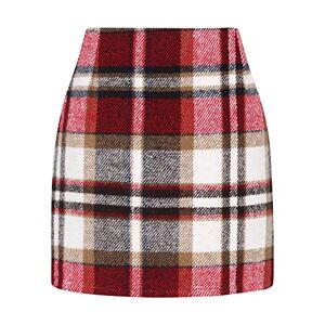 Tartan Pencil Skirt for Women UK Ladies Brushed Short Smart Casual Work Office Meeting Mini Straight Fitted Bodycon Jersey Pull On Soft Checked High Waist Vintage Pencil Mini Scuba Jersey Skirt