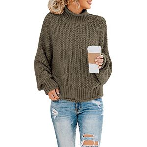 Saodimallsu Women Casual Turtleneck Jumper Chunky Knitted Long Sleeve Sweater Soft Comfy Oversize Pullovers (Small, Army Green)