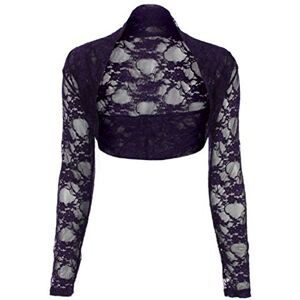 Divadames Womens Cropped Lace Shrug Ladies Bolero Purple Size S/M (UK 8-12)