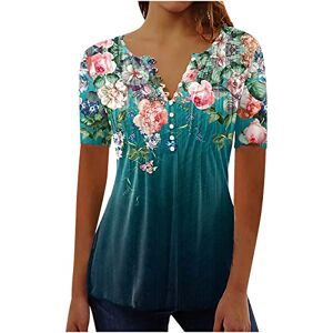 Amazon Essentials Lightning Deals Of Today Prime Clearance Yoloke Today Deals Prime 2023 Womens Tops Dressy UK Casual Short Sleeve Hide Belly Shirts Summer Pleated Button V Neck T-Shirt Sale Clearance Ladies Floral Tunic Tops