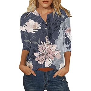 Clearance!Hot Sale!Cheap! Women's Casual 3/4 Roll Sleeve Round Neck Loose Tops Blouses Shirt Ladies Tops and Blouses UK Sale Women's Spring Summer Short/Long Sleeve Henley Shirts