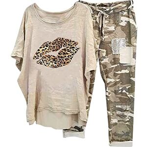 See All Deals AEGJEGVD Lounge Wear Sets for Women UK Summer Linen Printing 2 Piece Sets Co Ord Sets Casual Two-piece Outfits Set Round Neck Half Sleeve and Elastic Waist Camouflage Trousers Pants S-5XL Clearance