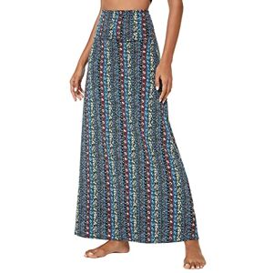 EXCHIC Women's Summer Beach Boho Long Skirt Stretchy High Waist Maxi Skirt(S, 17)