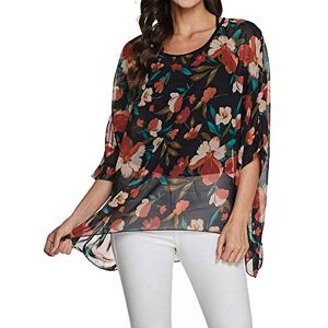 OUKIN Womens Bohemian Floral Chiffon Blouse Plus Batwing Sleeve Loose Tops Tunic (Color 50, Large)