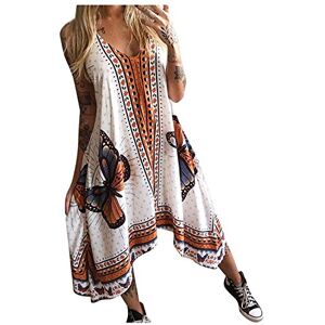 Janly Clearance Sale Dress for Women, Women Casual Boho Print Dress V-Neck Big Swing Short Sleeve Loose Mini Dress for Holiday