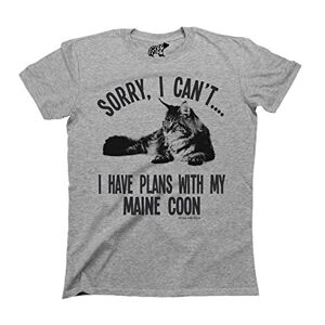 Sorry I Cant I Have Plans with My Maine Coon - Mens or Womens Unisex Organic Cotton Pet Cat T-Shirt Grey