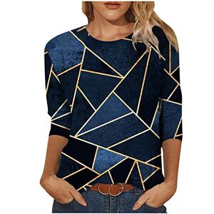 Ribbed Twist Knot Crop Tops For Women Cocila Women Blouse Party Elegant Womens Daily Summer Print O Neck Tops Three Quarter Sleeve Round Neck Tee Shirt Printed Flower Loose Side Split Blouse Tunic Denim Shirts for Juniors Dark Blue