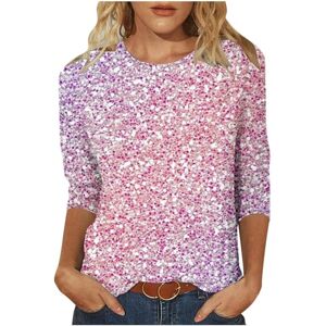 Ladies Blouse Mjra599 Womens Sparkly Jumpers Women's Tops Ladies Xmas T Shirts Womens Summer Tops Casual Tunic Blouse Ladies 3/4 Sleeve Tops Sparkly Print Tops Round Neck 3/4 Sleeve Tunics Womens Shirts and Blouses UK