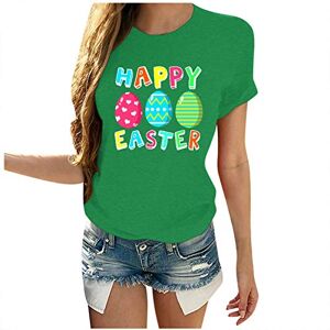 ClodeEU Easter T Shirt for Women 2021 Easter Eggs Happy Easter Print Men and Loose Plus Size Short Sleeves Classic Summer Workout Green, XL