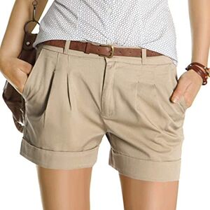 Buetory Casual Summer Shorts for Women Comfy Chino Bermuda Shorts Casual Slim Fit Lounge Yoga Jersey Workout Cargo Shorts(Beige,Large)