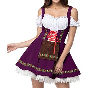 Generic Medieval Leather Gloves Medieval Costume for Women Trumpet Sleeve Irish Shirt Dress with Corset Traditional Dress Halloween Women M Sexy (Purple, M)