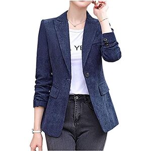 Lazutom Women's Slim Fit Corduroy Blazer Casual Work Formal Business Lady Suit Jacket Blazer (12, Royal Blue)