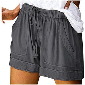 AMhomely Womens Drawstring Shorts Clearance UK Ladies Summer Cotton Elastic Waist Solid Color Casual Shorts UK with Pockets Womens Loungewear Sale Going Out Cycling Shorts