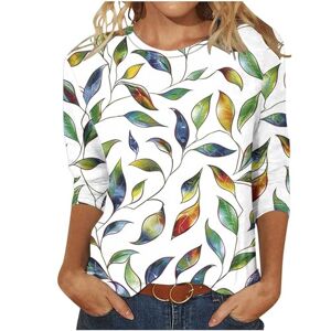 Ladies Tops Summer Sale Clearance! Womens Tops Clearance 3/4 Sleeve Lightweight Workout Tee Blouses Dragonfly Painting Pattern Print Round Neck T Shirt Top Comfy Outgoing Lounge Tunic Trendy Tshirt S-5XL