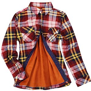 Generic Women's Plaid Fleece Lined Jacket Button Up Fuzzy Shirt Checkered Flannel Blouse Small Earring Studs (A2-B, XL)