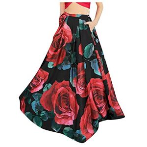 Janly Clearance Sale Womens Casual Dress, Women Bohemian Floral Print Skirt High Waist Party Beach Pocket Long Maxi Skirt for Holiday