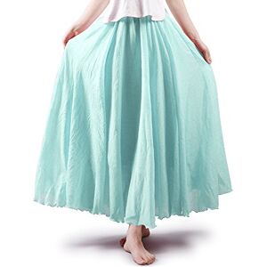 Phorecys Women's Bohemian Style Elastic Waist Band Long Maxi Skirt Water Blue 85cm