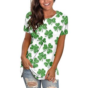 Briskorry Tops Women's St. Patricks Day Short Sleeve Shirt 3D Printed Crew Neck T-Shirt for Teenagers Girls Casual Oversize Loose Long Shirts Fashion Top Tee