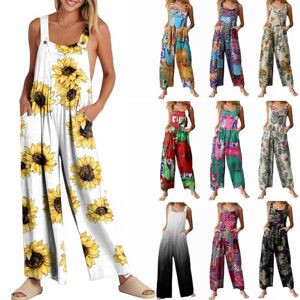 Patrick'S Day Hats St Patrick'S Day Hats St Women's Summer Vintage Floral Prints Casual Loose Sleeveless Wide Leg Jumpsuit Baggy Playsuit Adjustable Suspender Straps with Pockets Overall Long Playsuit Trousers Pants Romper (#A-White, XXL)