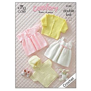 King Cole Baby Jacket, Sweater, Cardigan & Dresses Comfort DK Crochet Pattern 3152