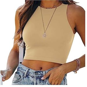 Asiyan T-Shirt Women's Crop Top Short-Sleeved Women's Summer Sexy Shirt Cropped Streetwear Casual Elegant Slim Top Shirts Womens Casual (Color : Khaki, Size : XXL)