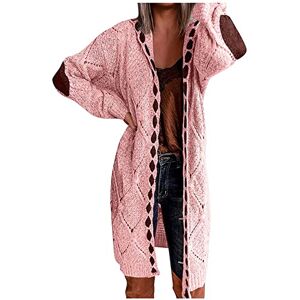 SHITOUJI Chunky Cardigan Womens Patchwork Coats Cardigan Long Sleeve Open Front Knit Warm Soft Sweaters Coat Winter Fashion Pocket Coat Pink