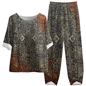 Summer Tops For Women Uk 0515a1568 Two Piece Outfits For Women Womens Short Sleeve Blouses Summer Tops For Women Uk Size 18 Vintage Floral Print Crewneck Tops Long Pants Casual Two Pieces Sets Suit Elegant Plain Size 6-18 Clearance