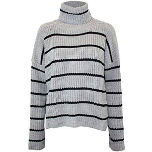 Fashion Star Womens Turtle Polo High Neck Chunky Cable Knit Long Sleeve Sweater Jumper Ribbed High Neck Grey Plus Size (UK 16/18)