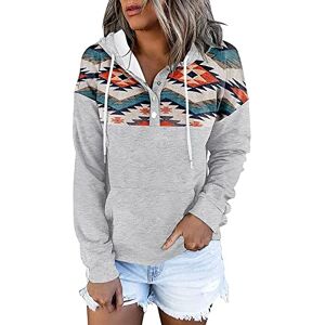 HZMM Hoodies Female Womens Color Block Hoodies Tops Long Sleeve Casual Drawstring Button Down Pullover Sweatshirt With Pocket Recycled Polyester Pajamas