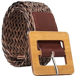 FAIRYGATE Ladies Woven Belts for Jeans Wide Belt Women Stretchy Vintage with Retro Buckle Dress Elastic Waist Belts for Dresses Coffee A8624