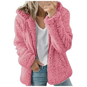 Haolei Womens Fleece Hoodie Jacket Sherpa Lined Full Zip up Winter Warm Soft Teddy Hooded Sweatshirt Fluffy Jumper Hoody Sweater Coat Overcoat Cardigan Ladies UK Clearance Hot Pink